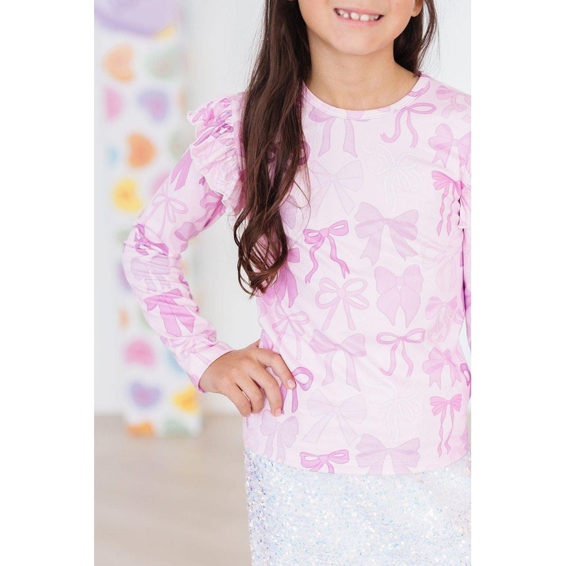Twinkle Ties L/S Ruffle Tee|6-12M|12-24M|2T|3T|4T|5/6|7/8|9/10