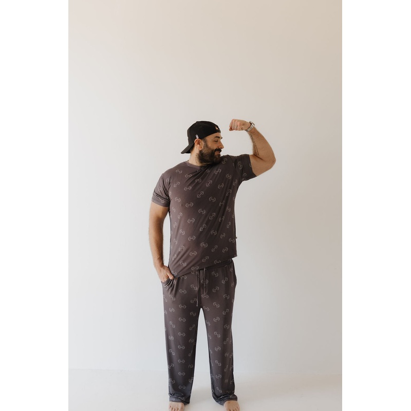 Bamboo Men’s Short Sleeve Pajama | Charcoal Arm Day