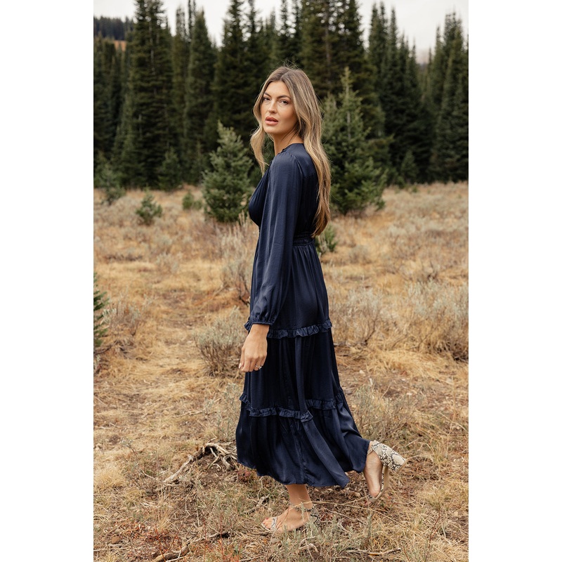 By My Side Ruffle Maxi|Navy|S|M|L|XL