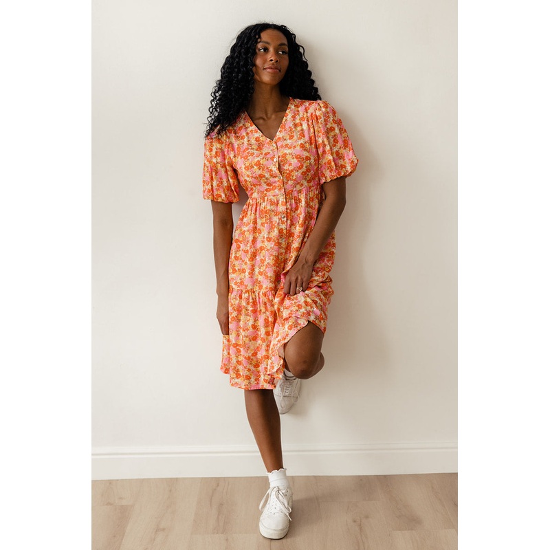 Linda Floral Button Dress|Pink|S|M|L|XL