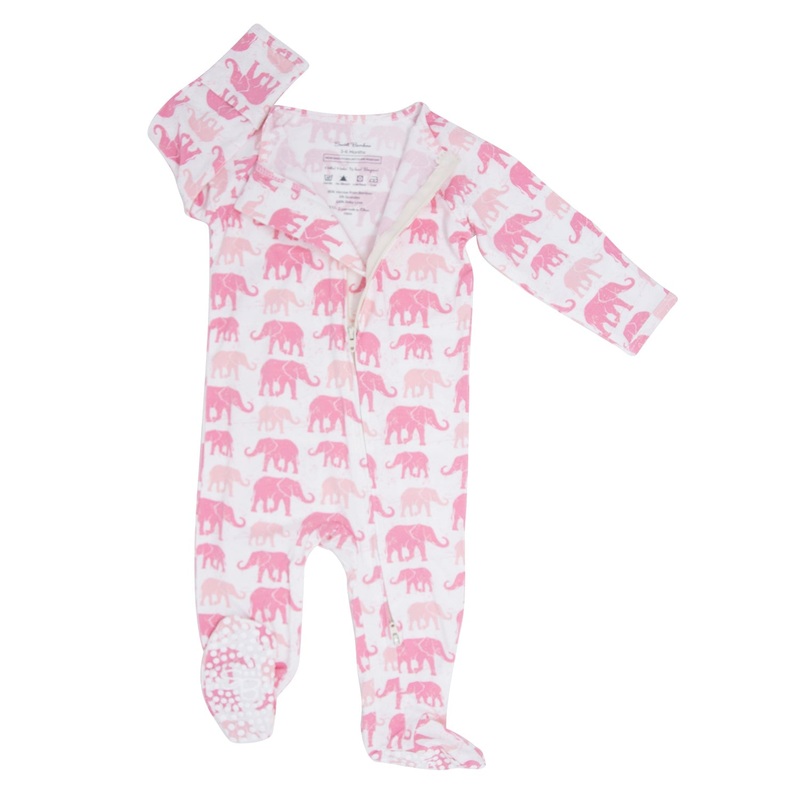 Pink Elephant Zipper Footie|Newborn|0-3 Months|3-6 Months|6-12 Months|12-18 Months|18-24 Months|Grace