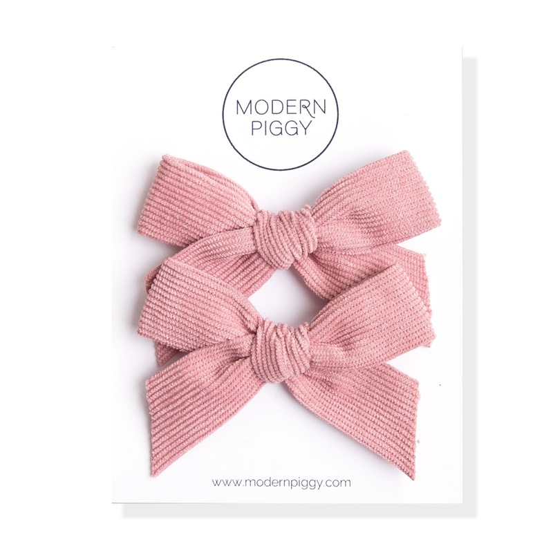 Rosewood | Pigtail Set – Corduroy Ribbon Bow