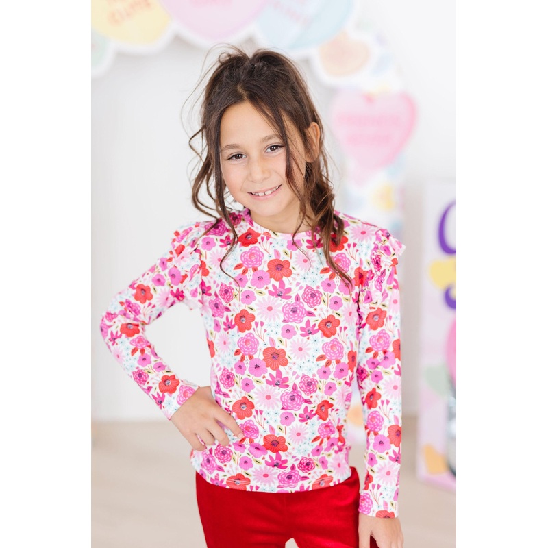 Secret Garden L/S Ruffle Tee|6-12M|12-24M|2T|3T|4T|5/6|7/8|9/10