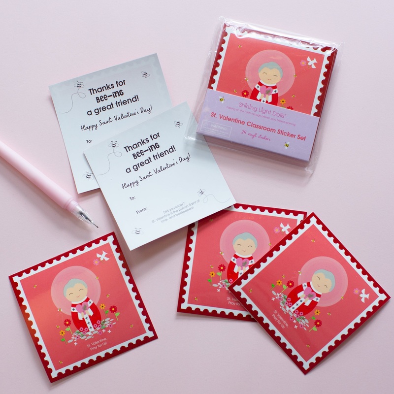 St. Valentine Classroom Sticker Set – 24 pack