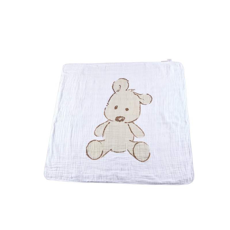 Teddy Bear and Plaid Cotton Muslin Newcastle Blanket