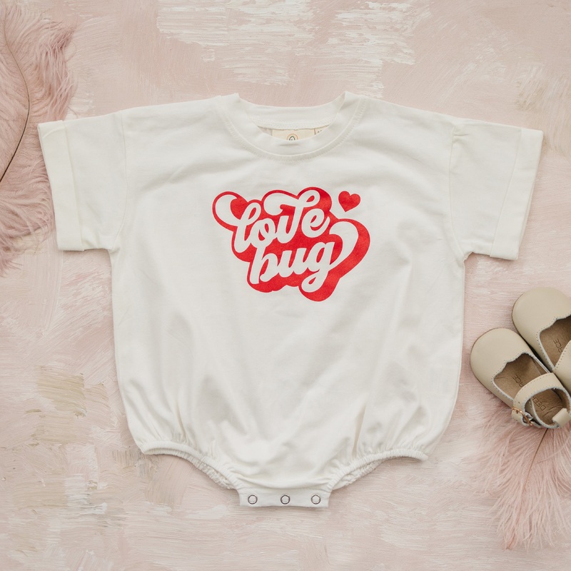 Love Bug T-Shirt Romper|0-3 months|3-6 months|6-9 months|9-12 months|12-18 months|18-24 months