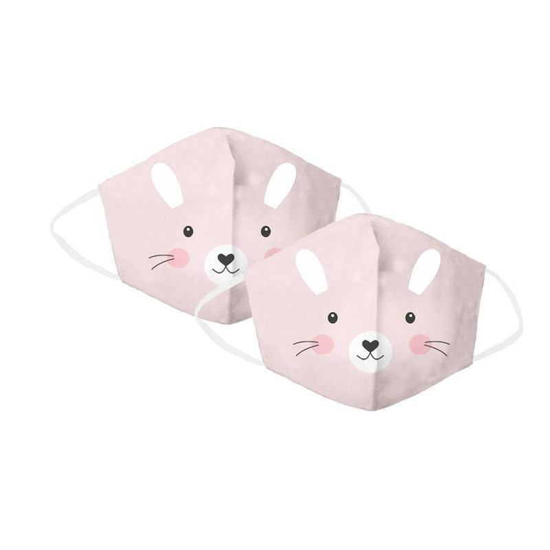 Pink Bunny Children’s Face Cover 2 Pack Set