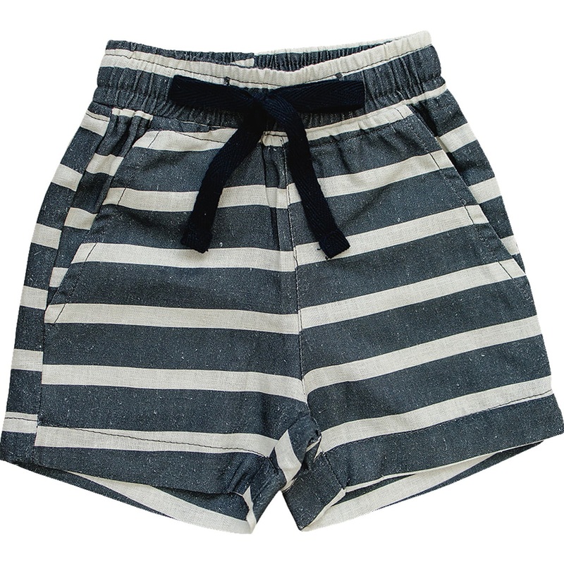 Stripe Linen Cotton Shorts|0-3|3-6|6-12|18|2T|3T|4T|5/6Y|7/8Y|9/10Y|11/12Y