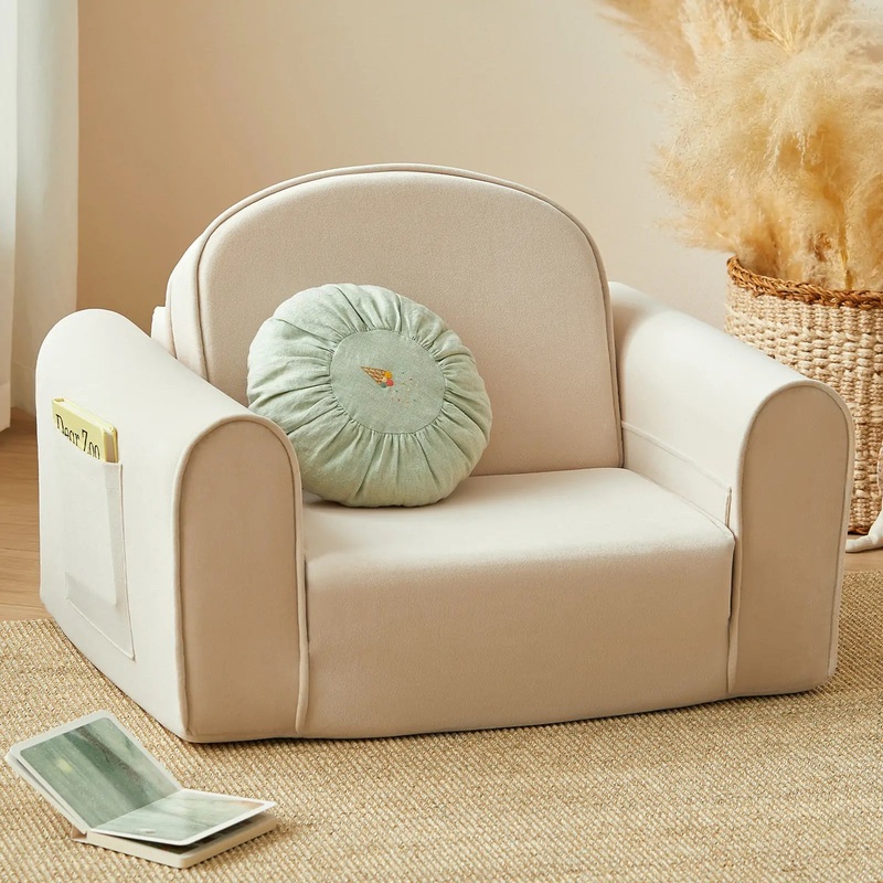 Tiny Land GentleSnug Kid Chair – Beige White