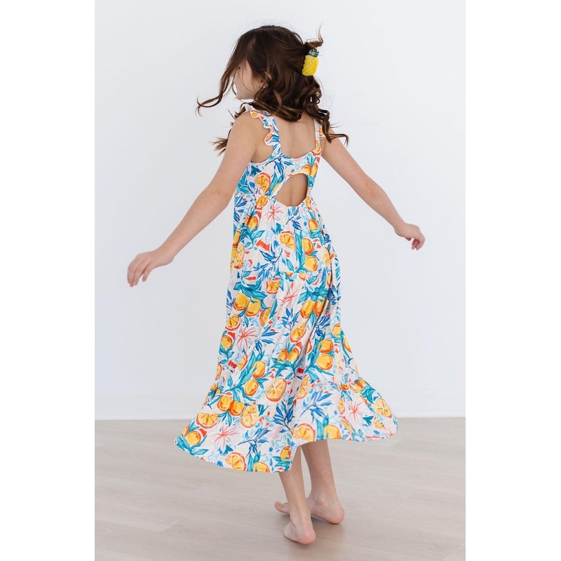Tropical Summer Ruffle Maxi Dress