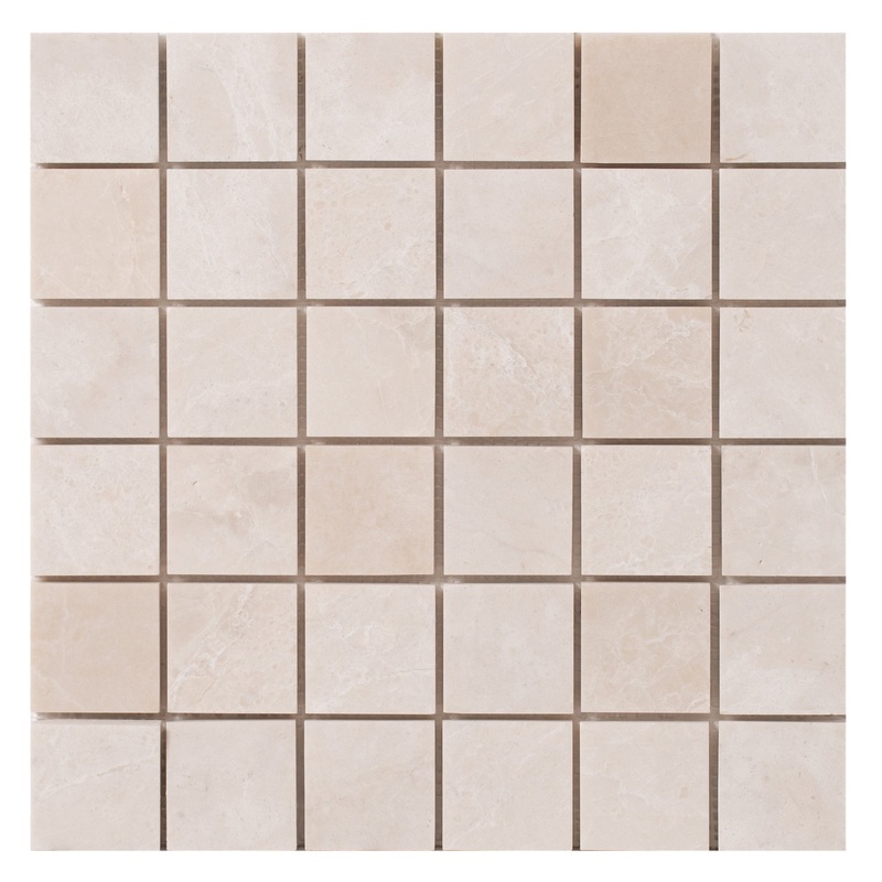 Vanilla Beige Marble 2×2 Honed on 12 x 12 Mesh Mosaic Tile – Belair Collection