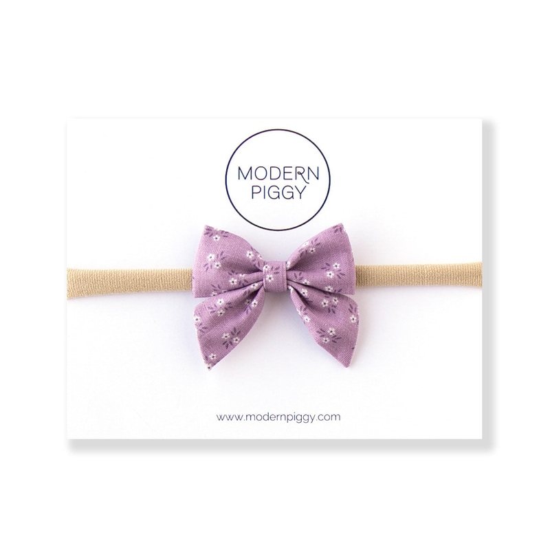 Violet | Mini Piggy Bow|Alligator Clip|Nylon Headband