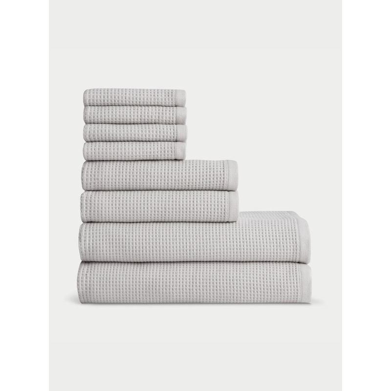 Waffle Bath Towel Set|Light Grey|White|Charcoal|Harbor Mist|Brook|Birch