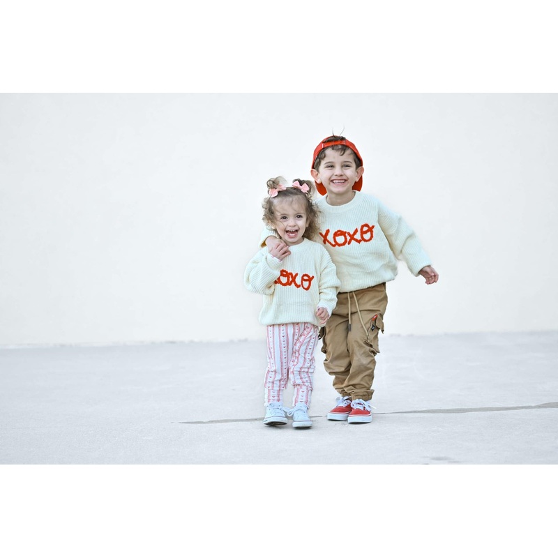XOXO Hand Embroidered Sweater|0-3 Months|3-6 Months|6-9 Months|9-12 Months|12-24 Months|2T|3T|4T|5