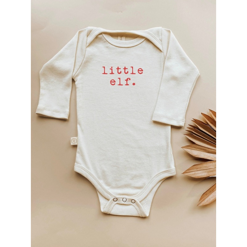 Baby Little Elf Graphic Long Sleeve Organic Bodysuit