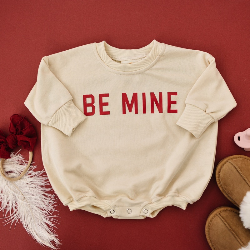 Be Mine Sweatshirt Romper – Cream