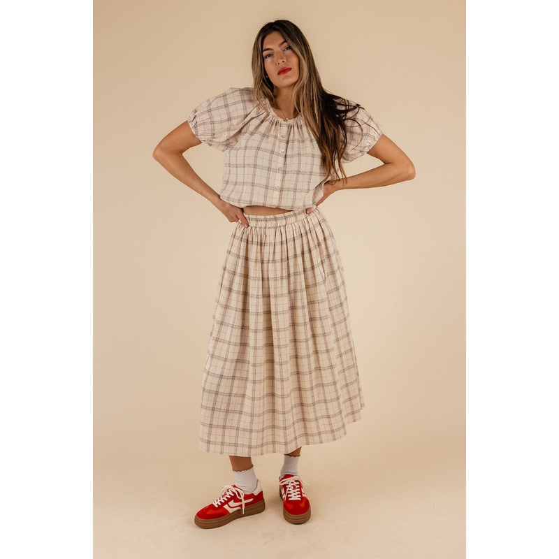 Coretta Plaid Skirt|Tan|S|M|L|XL