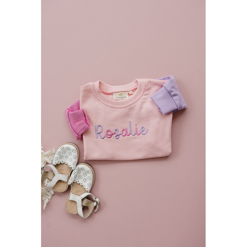 Custom Embroidered Colorblock Sweatshirt Romper
