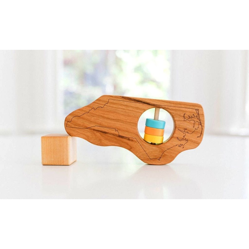 North Carolina State Wooden Baby Rattle