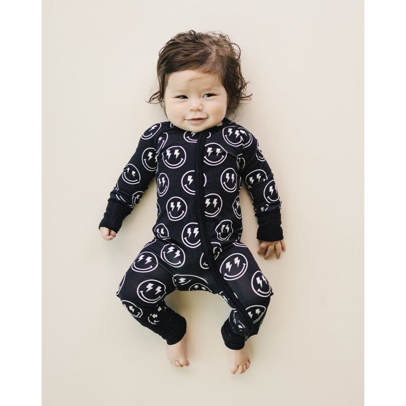 Bamboo Zip Romper | Electric Smiley