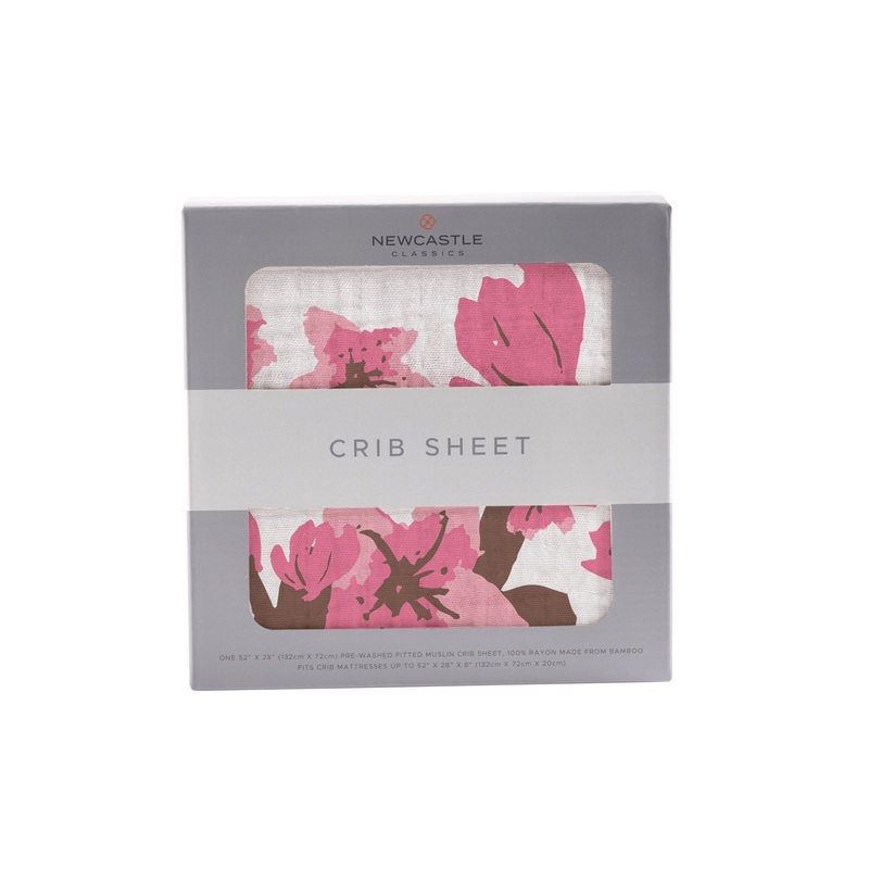 Cherry Blossom Bamboo Muslin Crib Sheet
