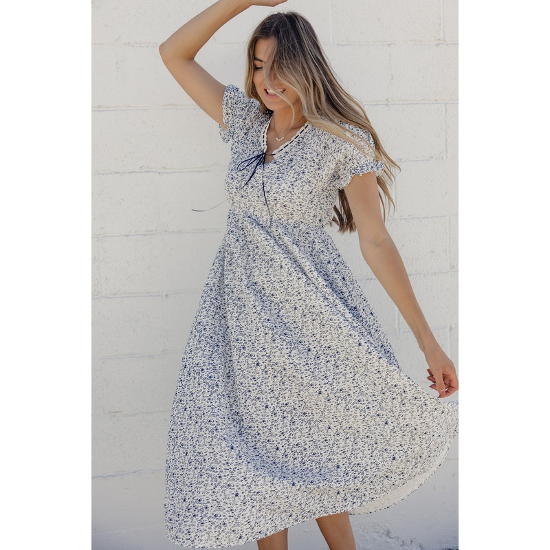 Dolley Floral Dress|Navy|S|M|L