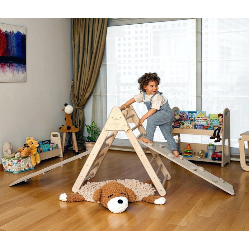 Foldable Climbing Triangle with 2 Ramps | Pikler Triangle for Kids