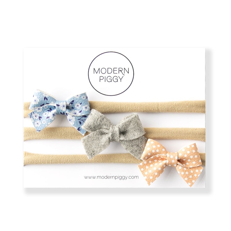 Forget Me Not | Baby Bow Set|Alligator Clip|Nylon Headband