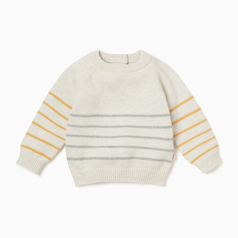 Knitted Stripe Jumper – Ecru Stripe