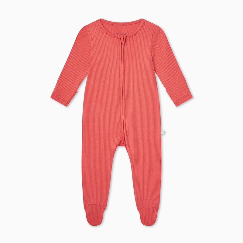 Ribbed Two Way Zip-Up Sleepsuit – Spiced Coral