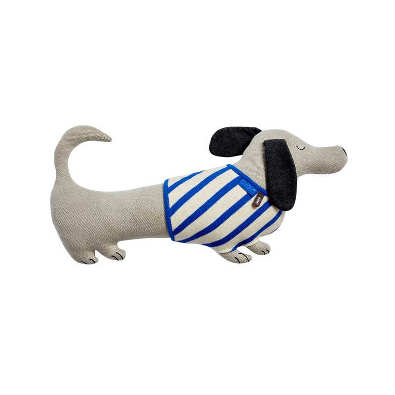 Slinkii Dog Cushion – Beige / Dark Blue