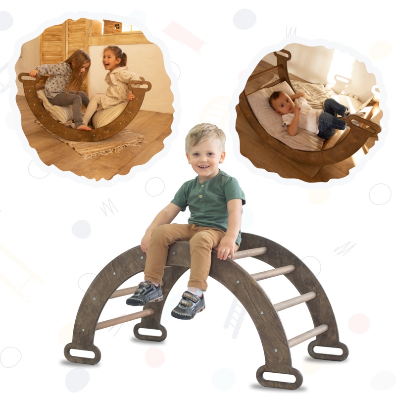 Climbing Arch & Rocker Balance – Montessori Climbers for Kids 1-7 y.o.  Chocolate