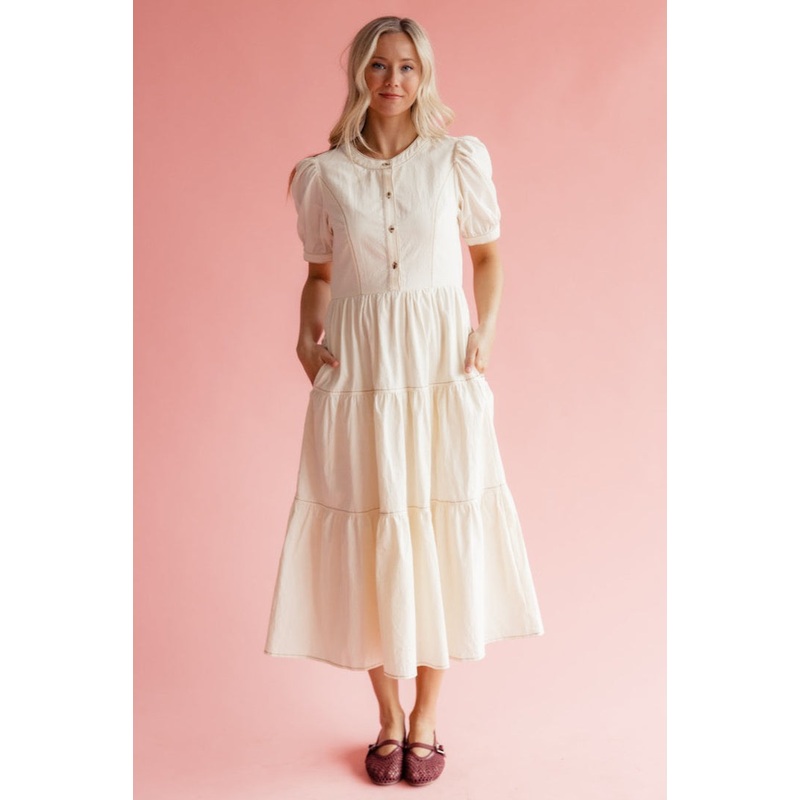 Ill Be Waiting Tiered Dress|Cornsilk|S|M|L|XL