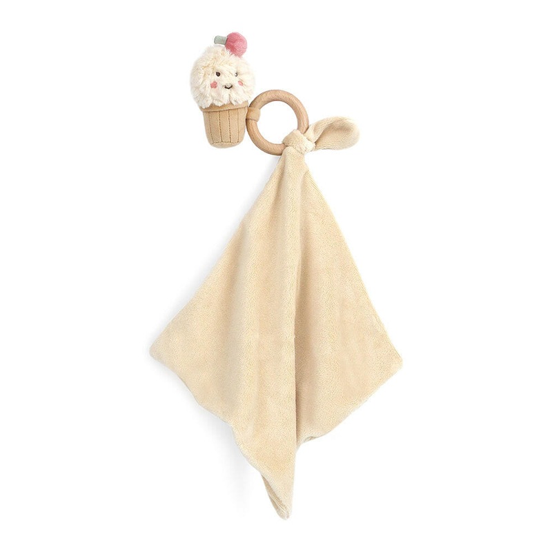 IZZY ICE CREAM WOOD TEETHER SECURITY BLANKIE
