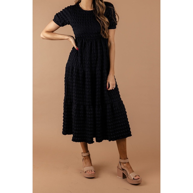 Kadie Textured Dress|Black|S|M|L|XL