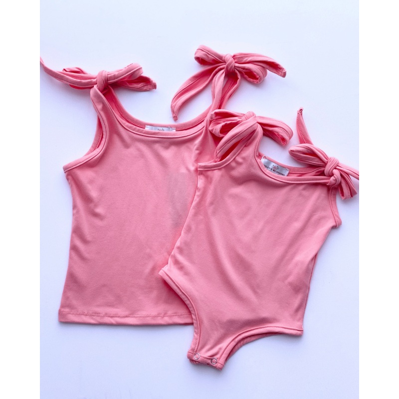 Madden Tie Shoulder Tank Top & Leotard – Dark Coral Pink