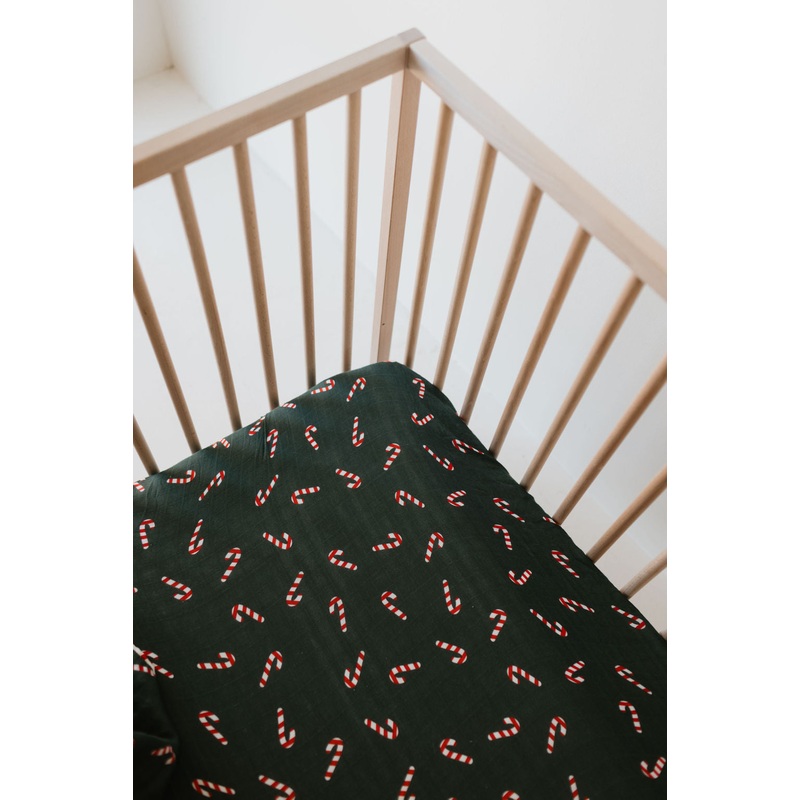 Muslin Crib Sheet | Candy Cane Lane