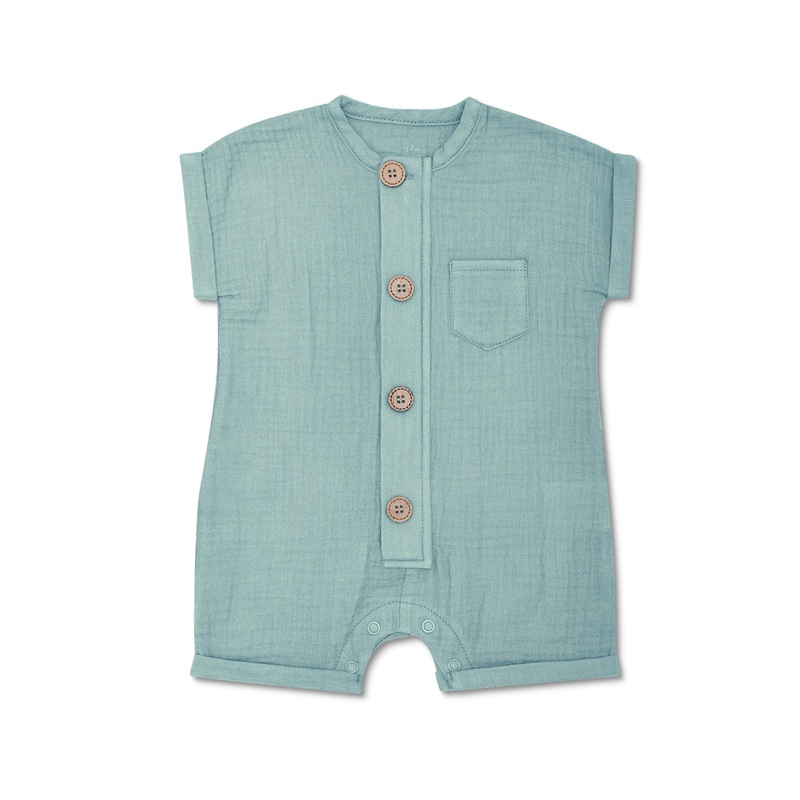 Muslin Short Sleeve Romper – Teal