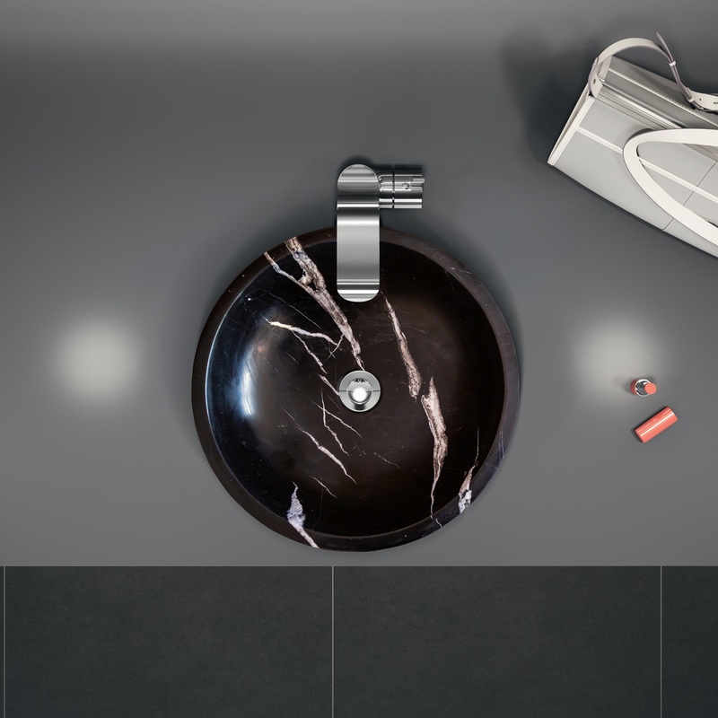 Natural Stone Toros Black Marble Above Vanity Bathroom Sink (D)16 (H)6