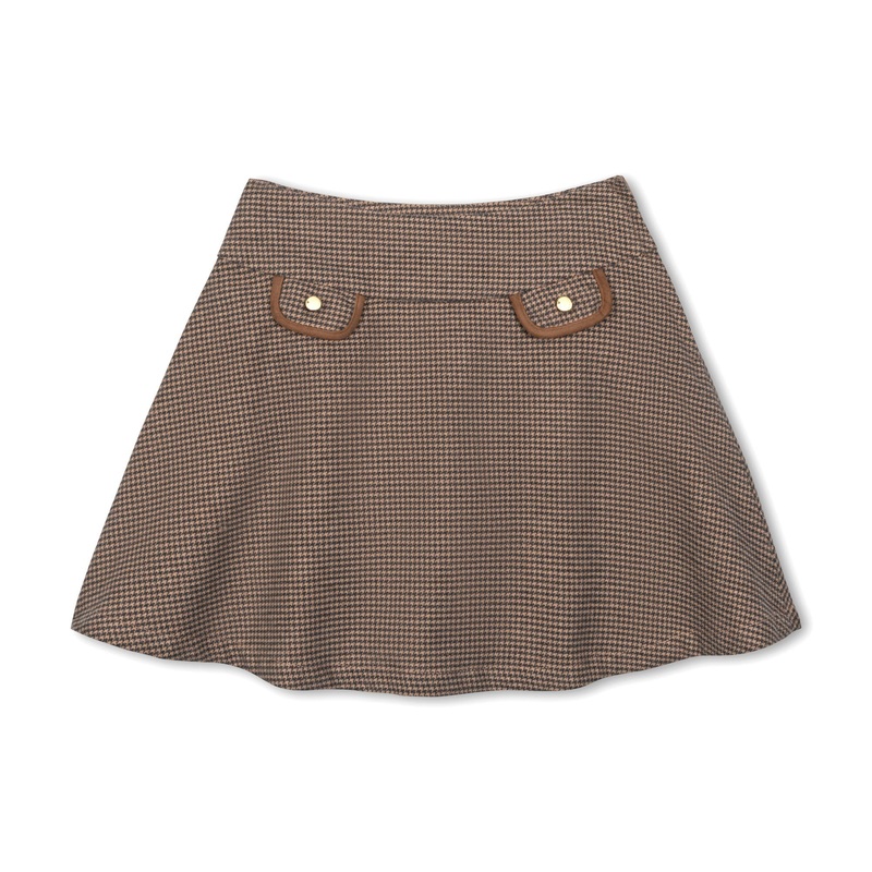 Organic Circle Skirt|2T|3|4|5|6|7|8|10|12|Camel Houndstooth