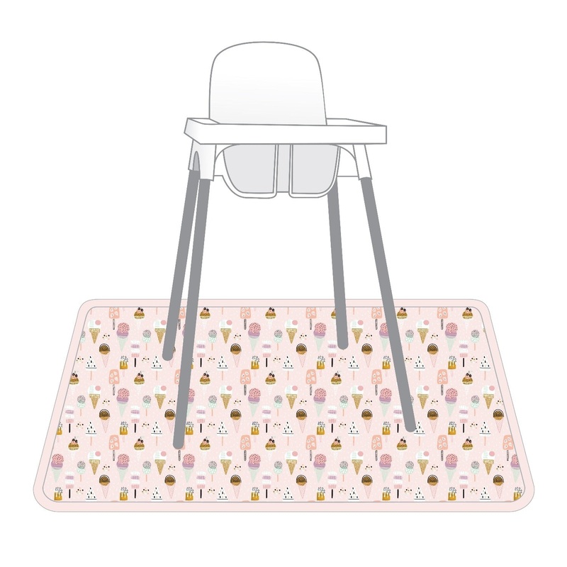 Pink Ice Cream Splash Mat – A Waterproof Catch-All for Highchair Spills and More!