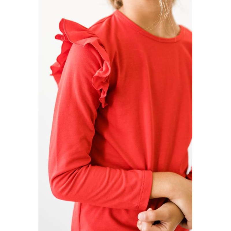 Red L/S Ruffle Tee|6-12M|12-24M|2T|3T|4T|5/6|7/8|9/10