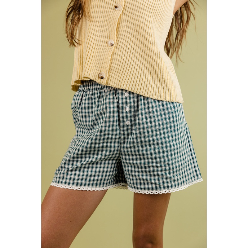 Tinsel Time Gingham Boxers|DarkGreen|Red|S|M|L
