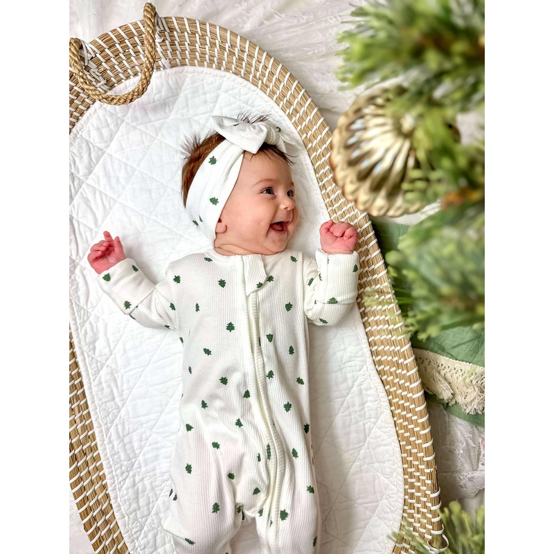 Tiny Trees Ribbed Bamboo Zippy Romper