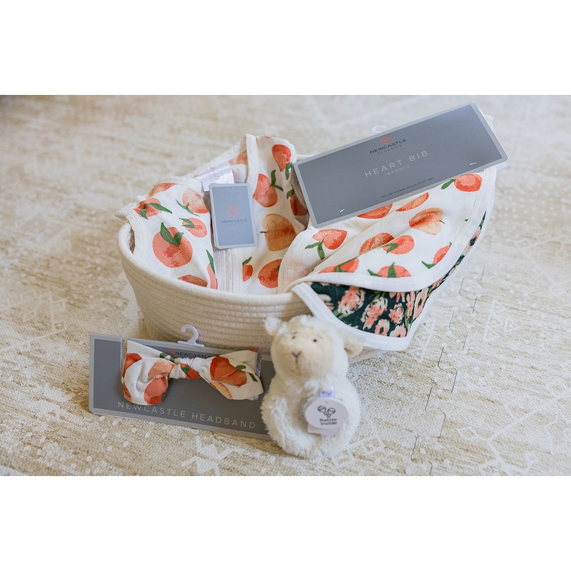 Welcome Baby Girl – Peaches & Lamb Gift Basket