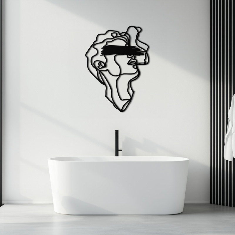 Blindfolded Men Metal Wall Art – Abstract Minimalist Line Art Decor- KAF170
