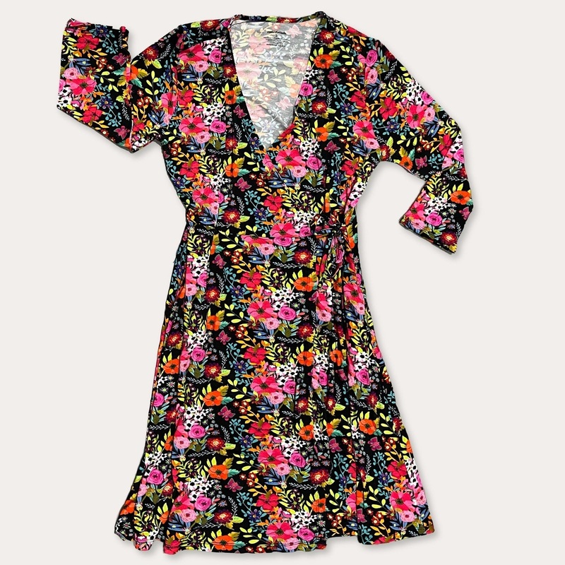 Floral Tapestry Women’s 3/4 Sleeve Wrap Dress