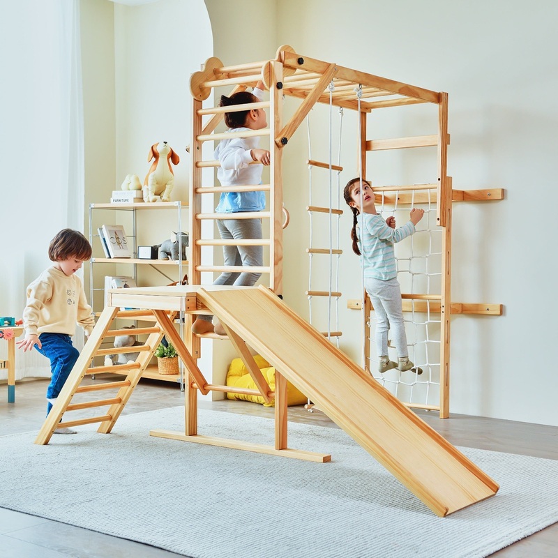 Grove- Indoor Jungle Gym|Natural Wood|Colorful|Colored Bars