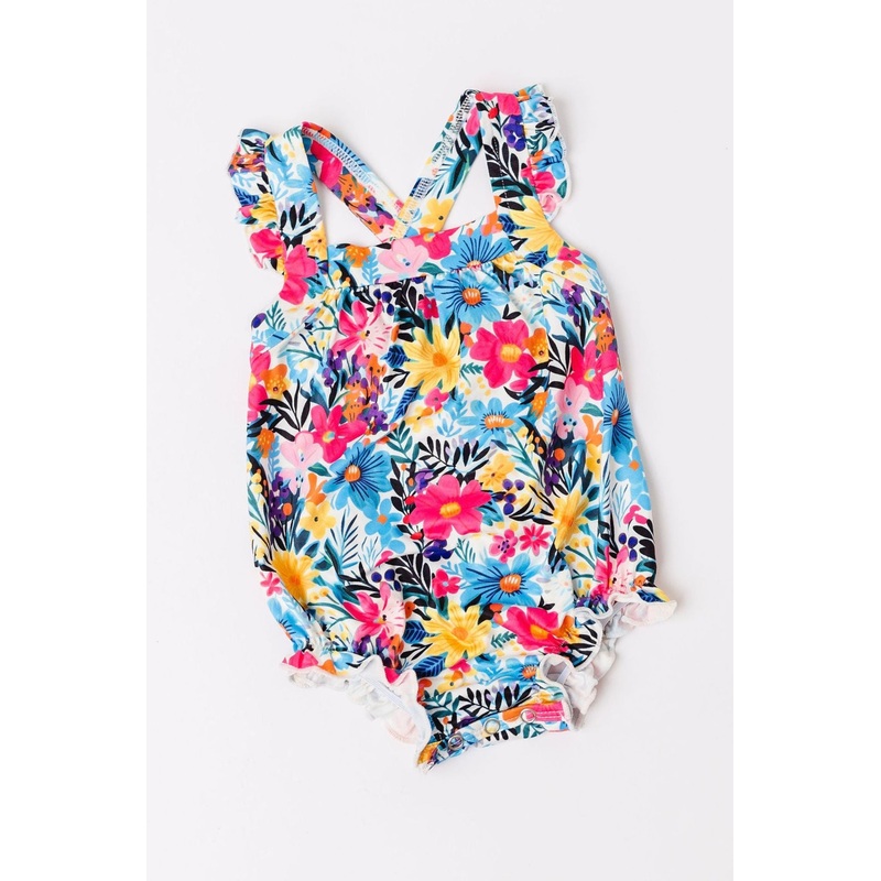 Petal Paradise Ruffle Cross Back Romper