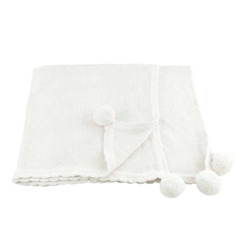 POM POM BLANKET  – WHITE|White
